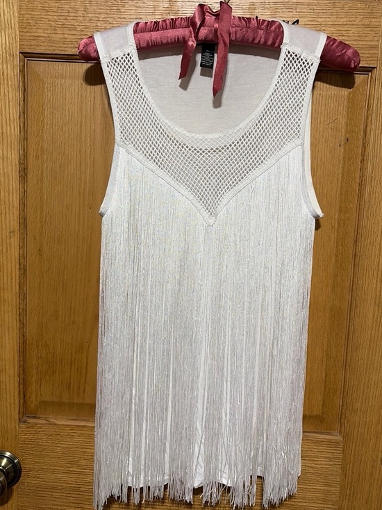 INC International Concepts Tops - White Fringe Mesh Tank Top - Brand: